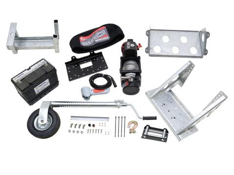 Ifor Williams Flatbed Electric Winch Kit, Battery, Spare Wheel Bracket & Jockey Wheel - KX6165
